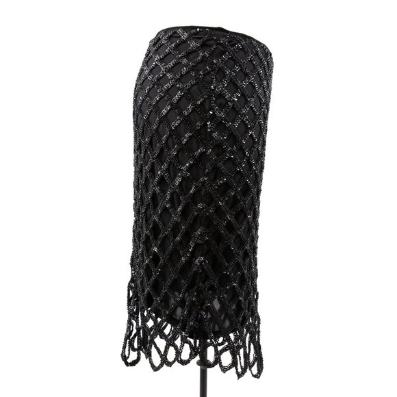 Vintage Y2K Anthro 6 Fishnet Sequin Skirt Black - Picture 3 of 8